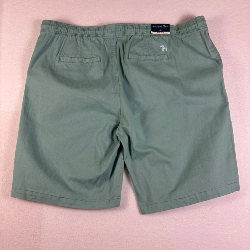 Caribbean Joe Mens Shorts Size 42 Seafoam Green Cotton Stretch Drawstring Casual